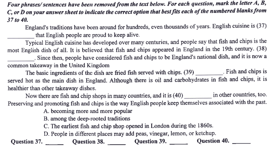 dạng bài hoàn thành bài văn